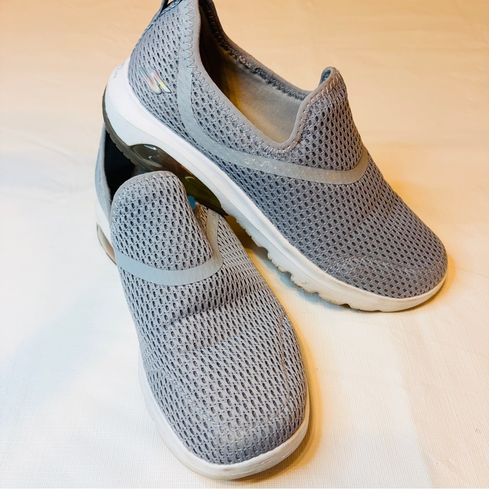 Skechers Gray Mesh Slip-On Athletic Sneakers